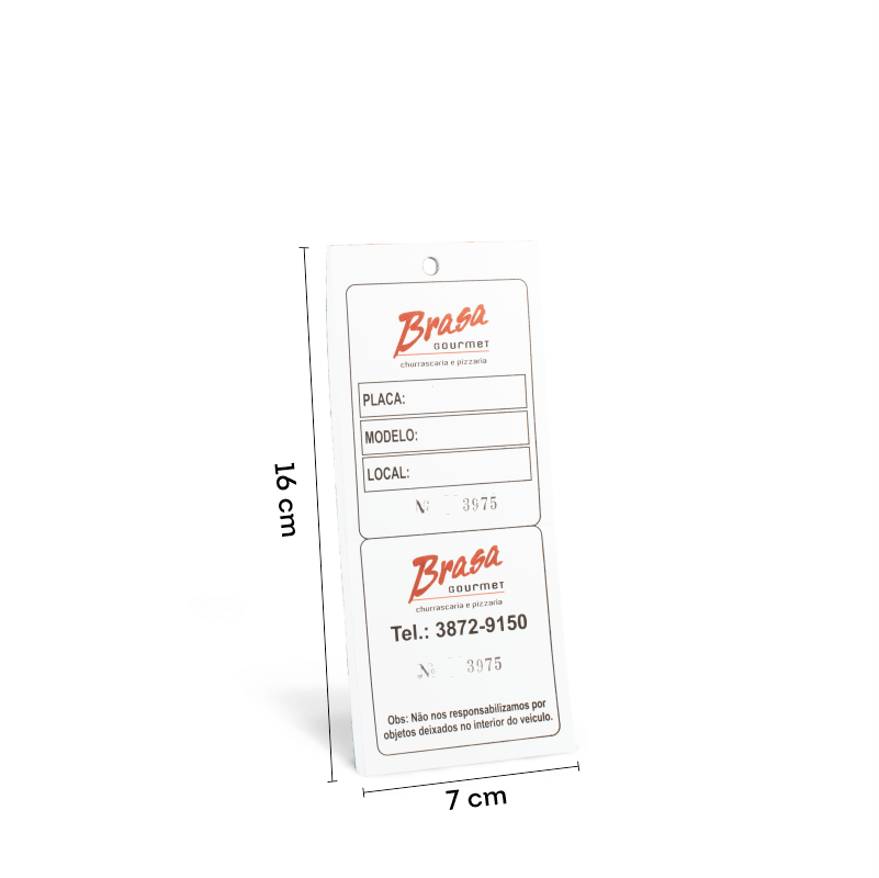 Bloco de Ticket / Vallet em Estacionamento com Numeração e Furo – 7×16 cm