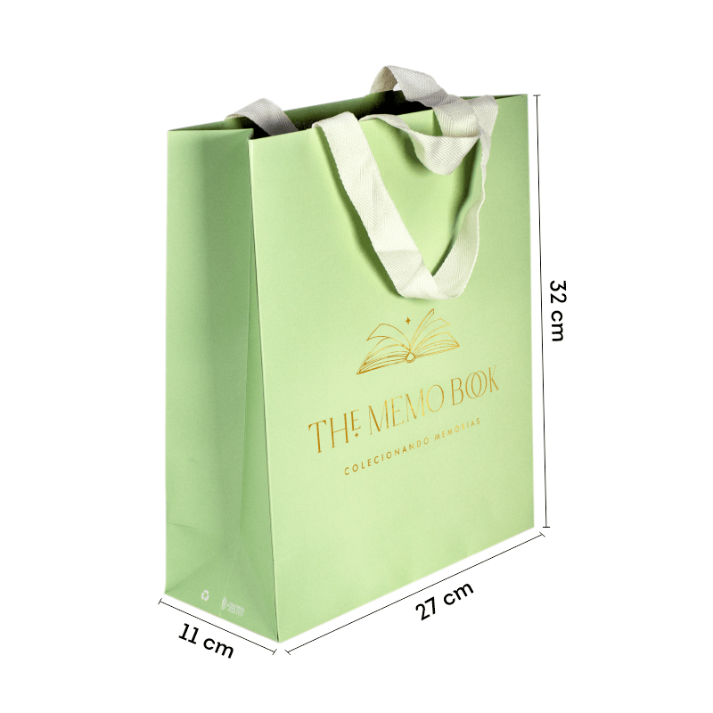 Sacola de Papel Média M24 (27 x 32 x 11 cm) – com Alça de Gorgurão Colada